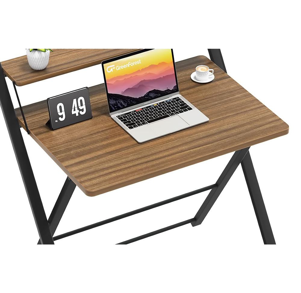 Amazon.com: GreenForest No Assembly Folding Desk, 2-Tier Compact